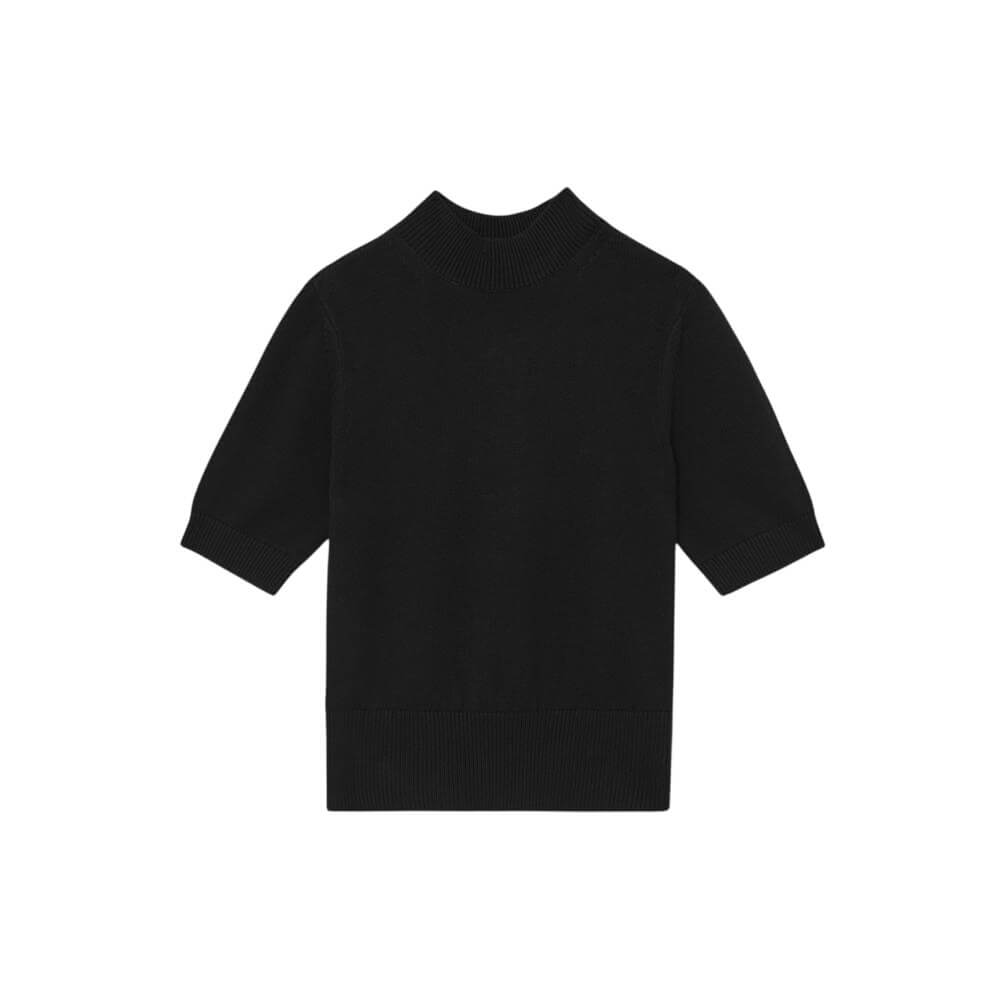 REISS Aria Cotton and Wool Funnel-Neck Knit Top